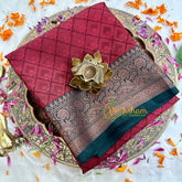 Brick Red Kora Muslin Saree-VS1707